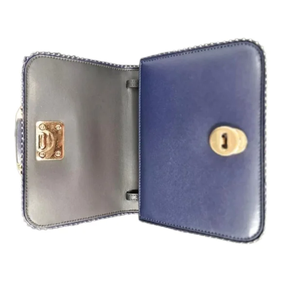 Salvatore Ferragamo Mini Vara Bow Crossbody Bag - Navy Blue - NWT - Picture 4 of 12